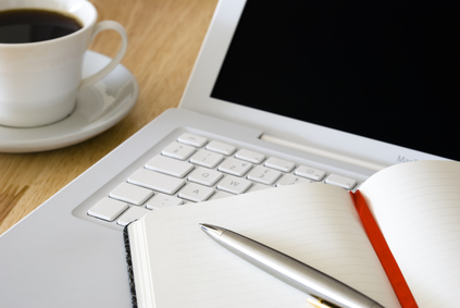 White laptop and coffee cup | MiddleWeb White laptop and coffee cup
